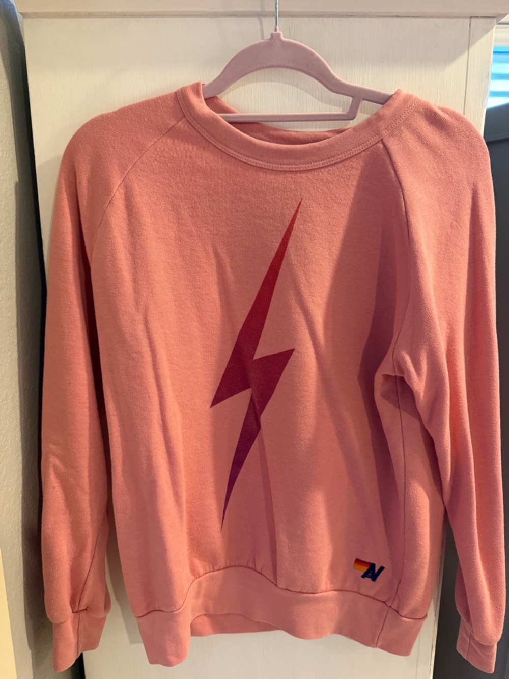 Aviator Nation Bolt Crew Sweatshirt in a pink and purple colorway - Size XS!